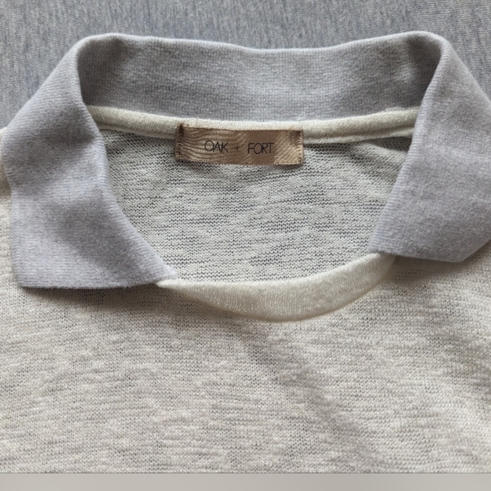 OAK + FORT Collared Textured Tee-Contrast Collar-Grey/Cream
Sz XS EUC๐โ - Picture 8 of 10